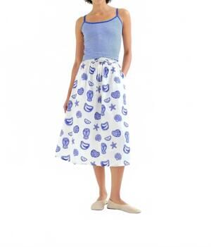NEW COMPANIA FANTASTICA lobster dinner midi skirt in white multi